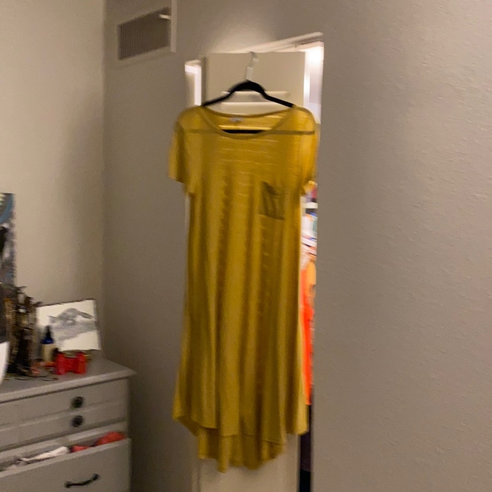 Lula roe yellow T-shirt dress with pocket